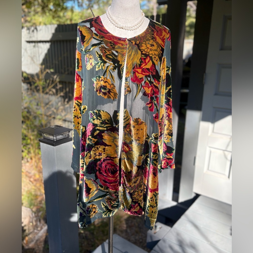 Citron of Santa Monica Floral Silk Blend Velvet Burnout Jacket